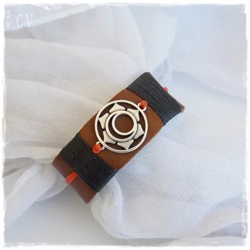 Sacral Chakra Leather Cuff