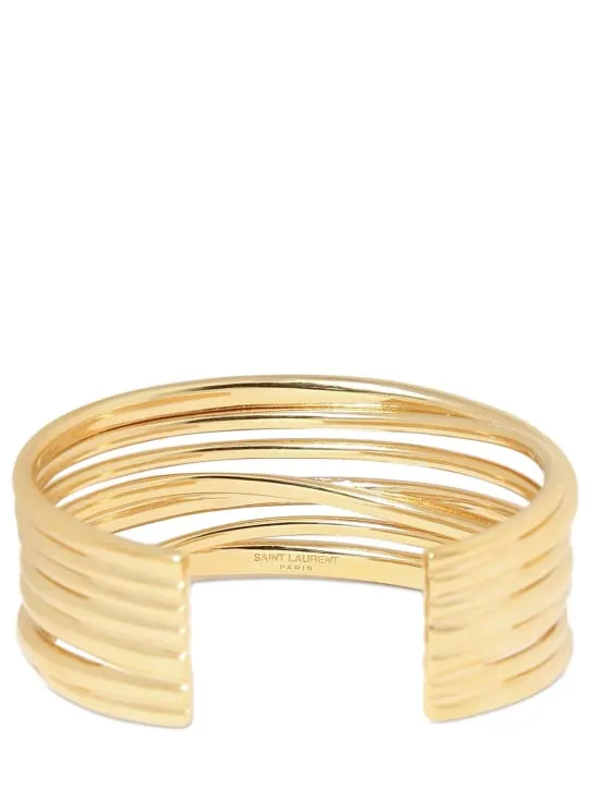 Saint Laurent   Brass multi-wire cuff bracelet 