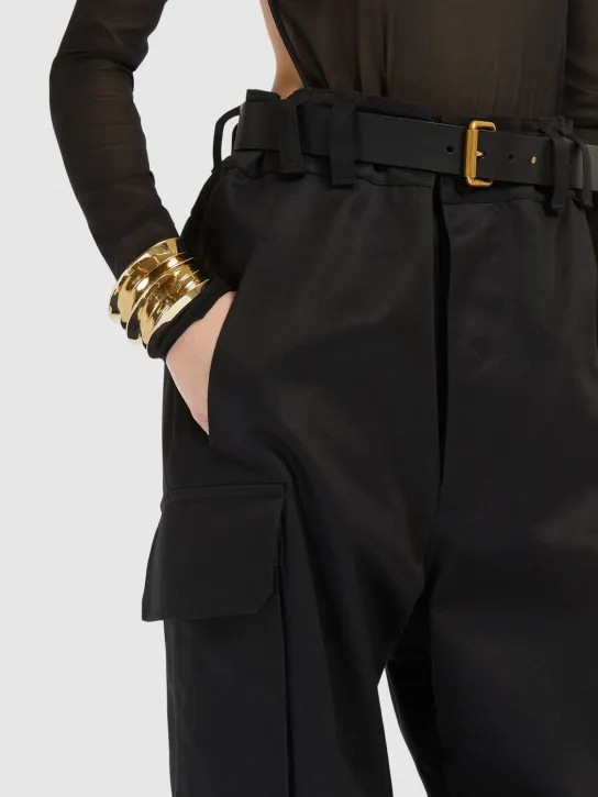 Saint Laurent   Stacked brass cuff bracelet 
