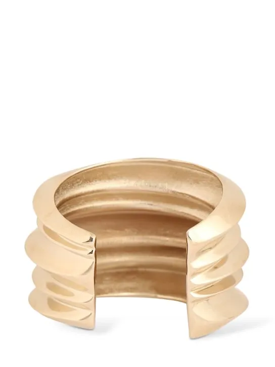 Saint Laurent   Stacked brass cuff bracelet 