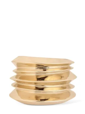Saint Laurent   Stacked brass cuff bracelet 