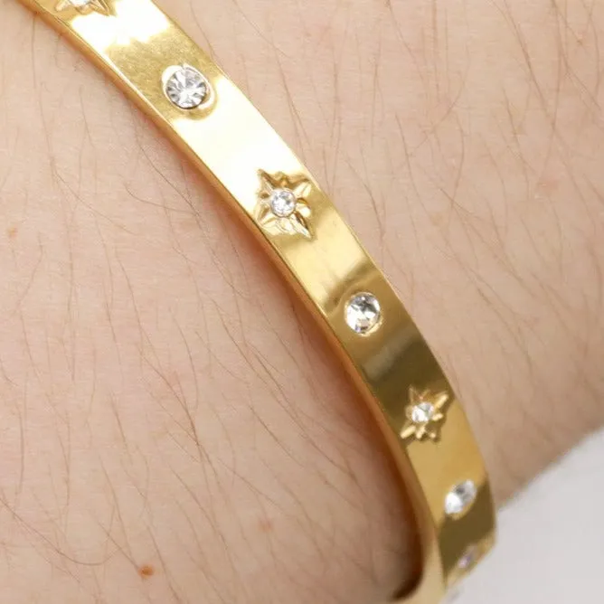 Sandy | Stainless Steel 18K Gold Plated Cuff Bangle