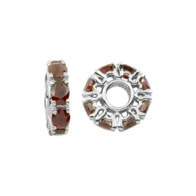 Silver & Garnet Wheel Charm S350G