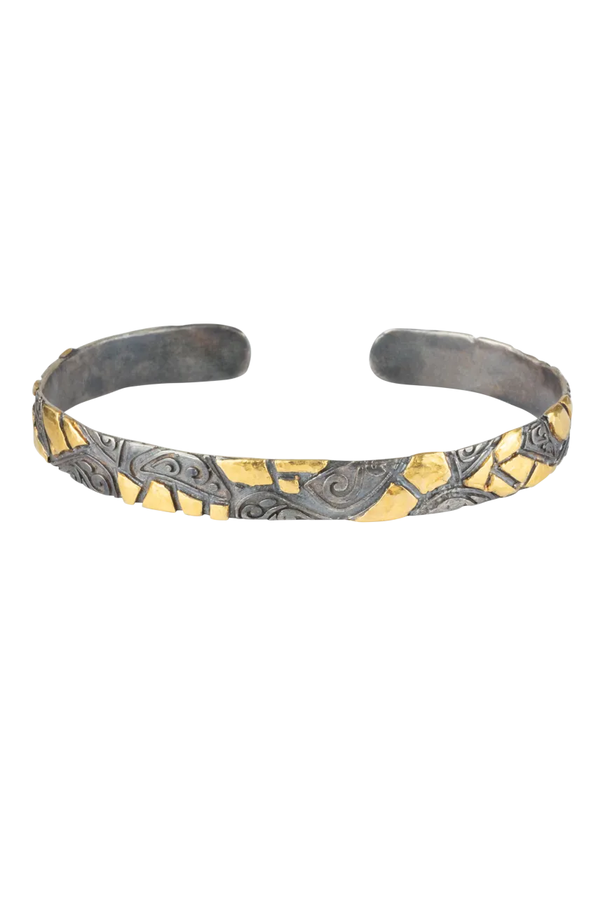 Silver & Gold Swirl Cuff Bracelet