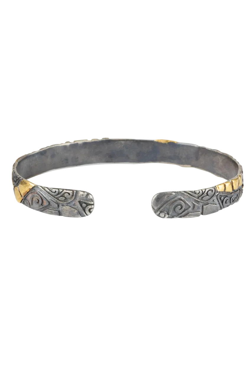 Silver & Gold Swirl Cuff Bracelet
