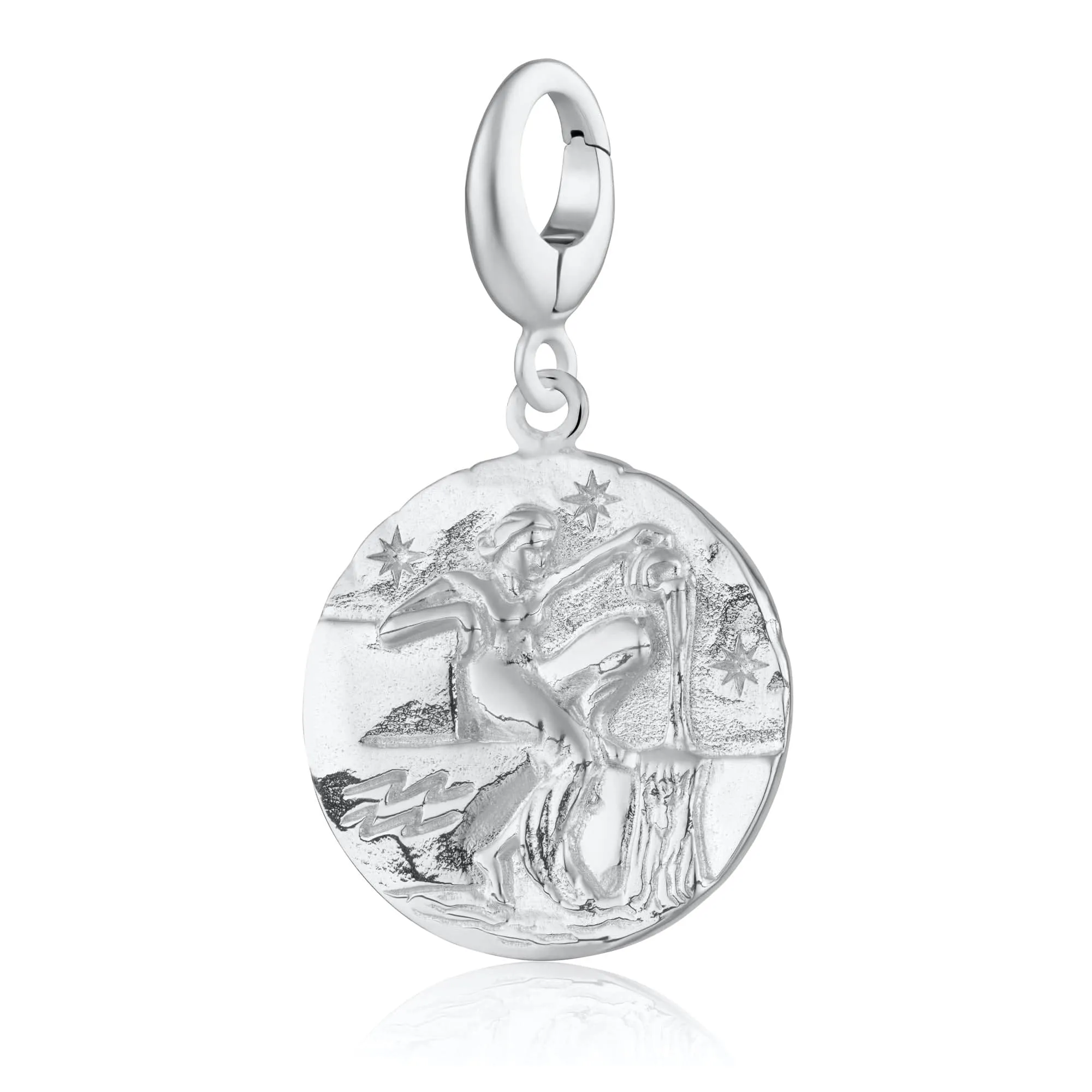Silver Aquarius Zodiac Charm