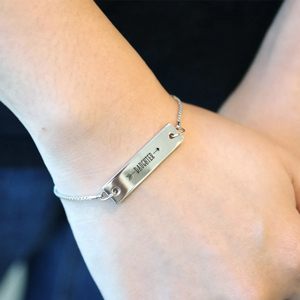 Silver Daughter Arrow Adjustable Bar Bracelet