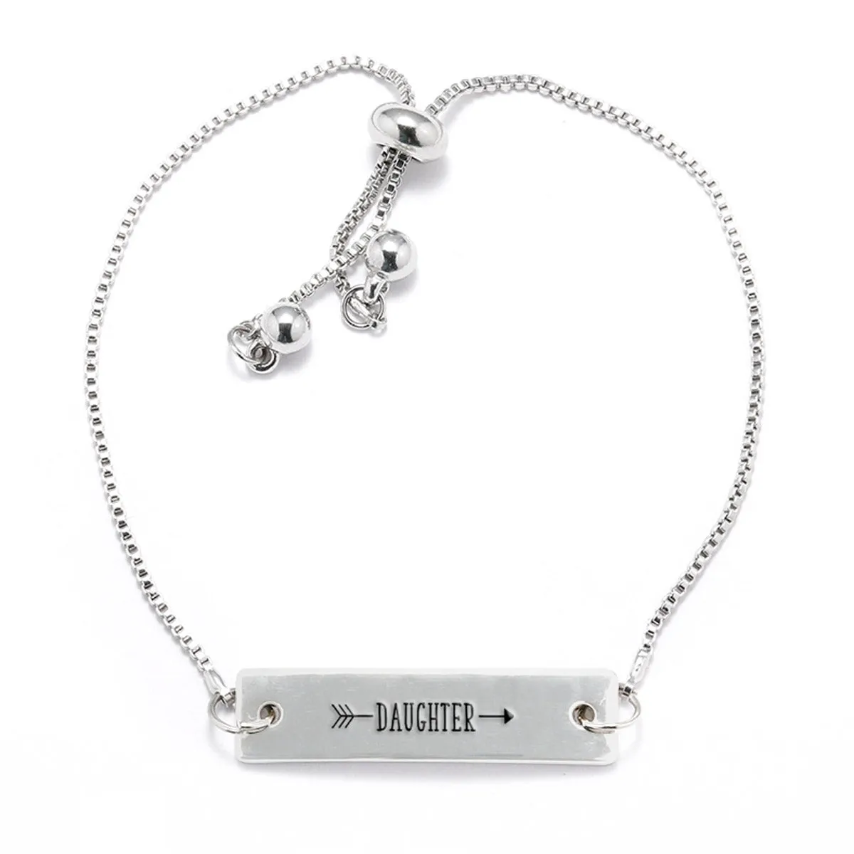 Silver Daughter Arrow Adjustable Bar Bracelet