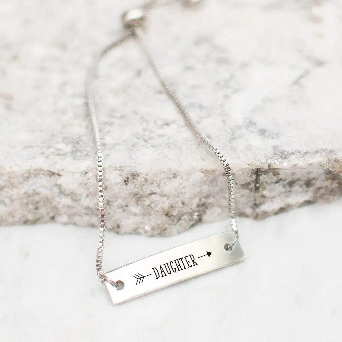 Silver Daughter Arrow Adjustable Bar Bracelet