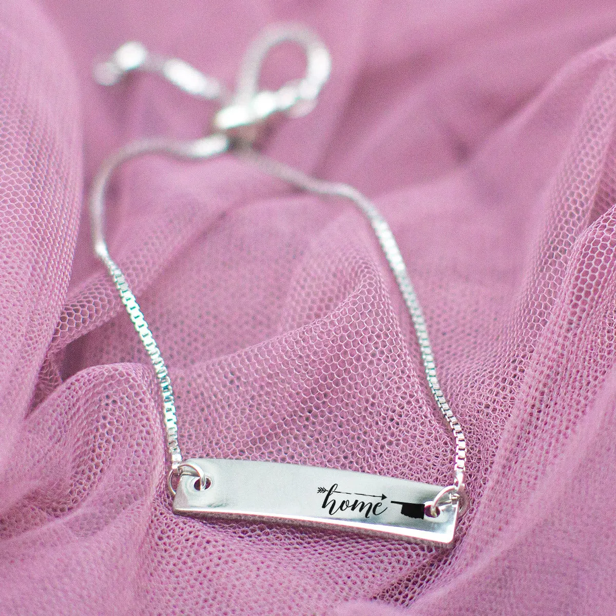 Silver Home is Oklahoma Adjustable Bar Bracelet