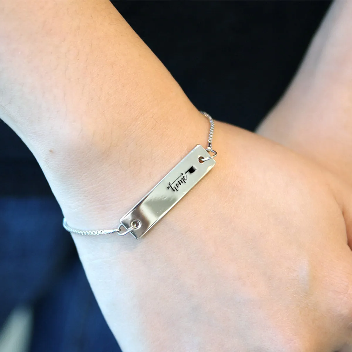 Silver Home is Oklahoma Adjustable Bar Bracelet