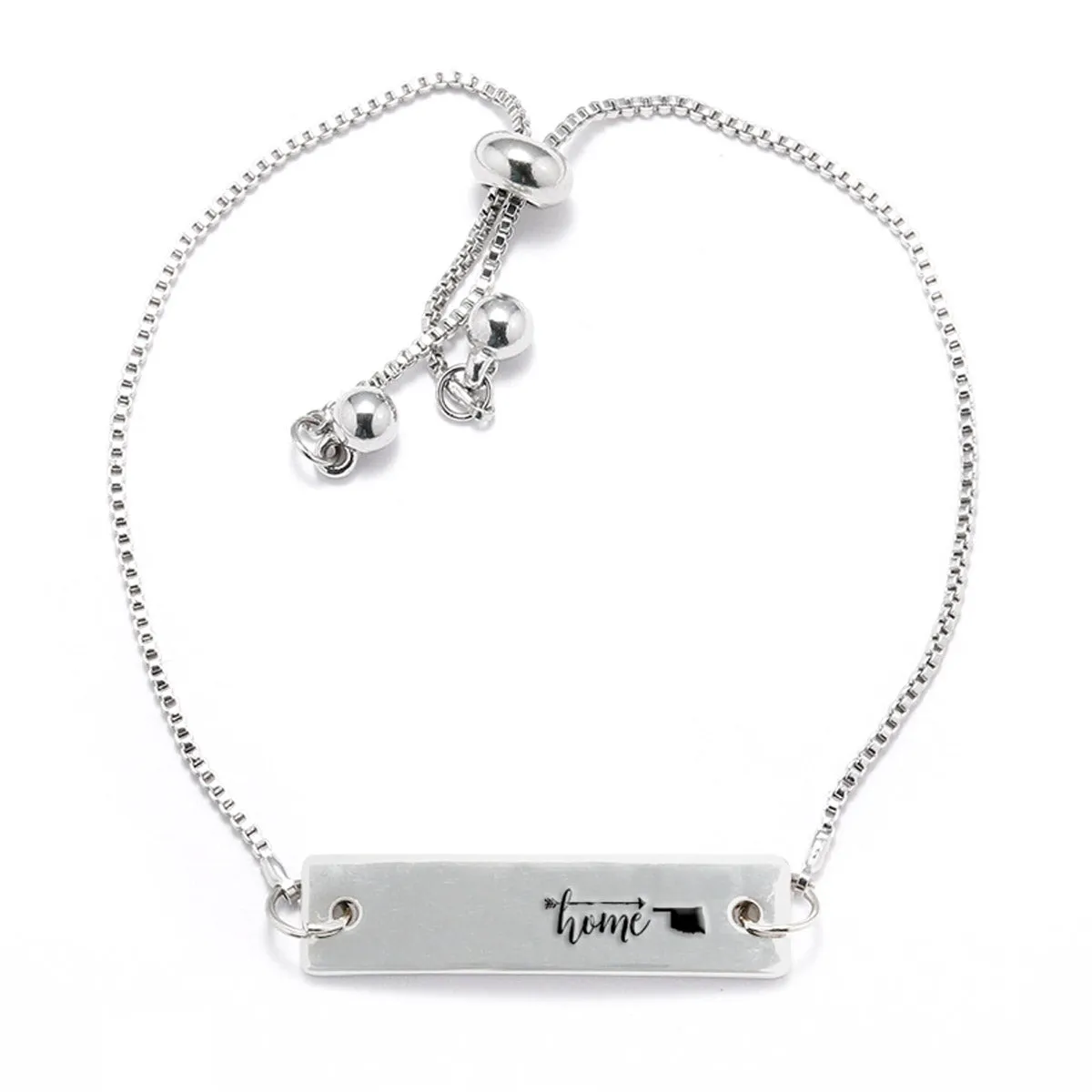 Silver Home is Oklahoma Adjustable Bar Bracelet