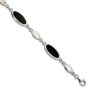 Silver Onyx and Mother of Pearl Bracelet