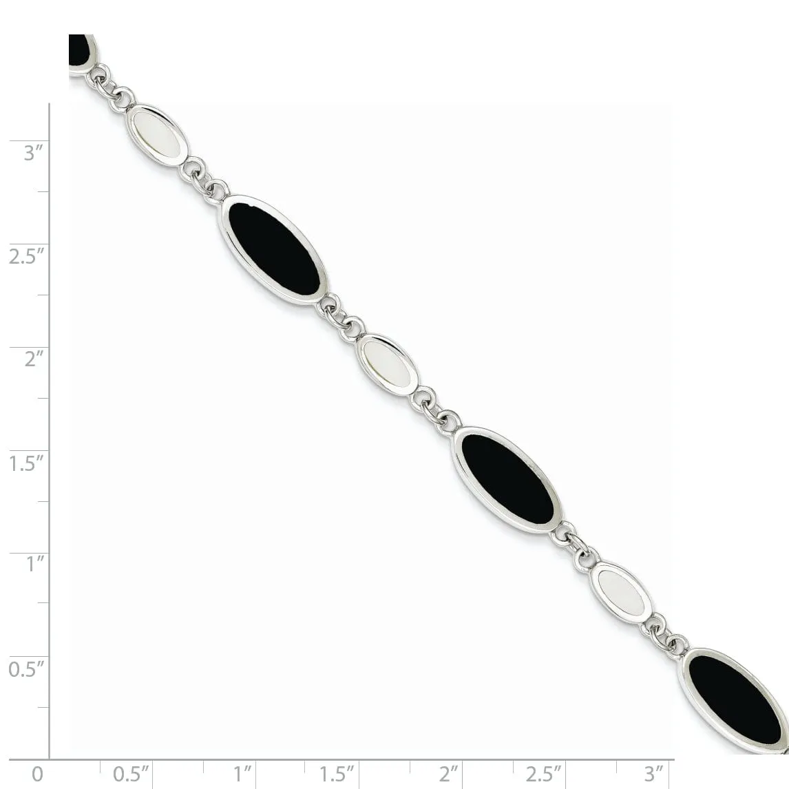 Silver Onyx and Mother of Pearl Bracelet