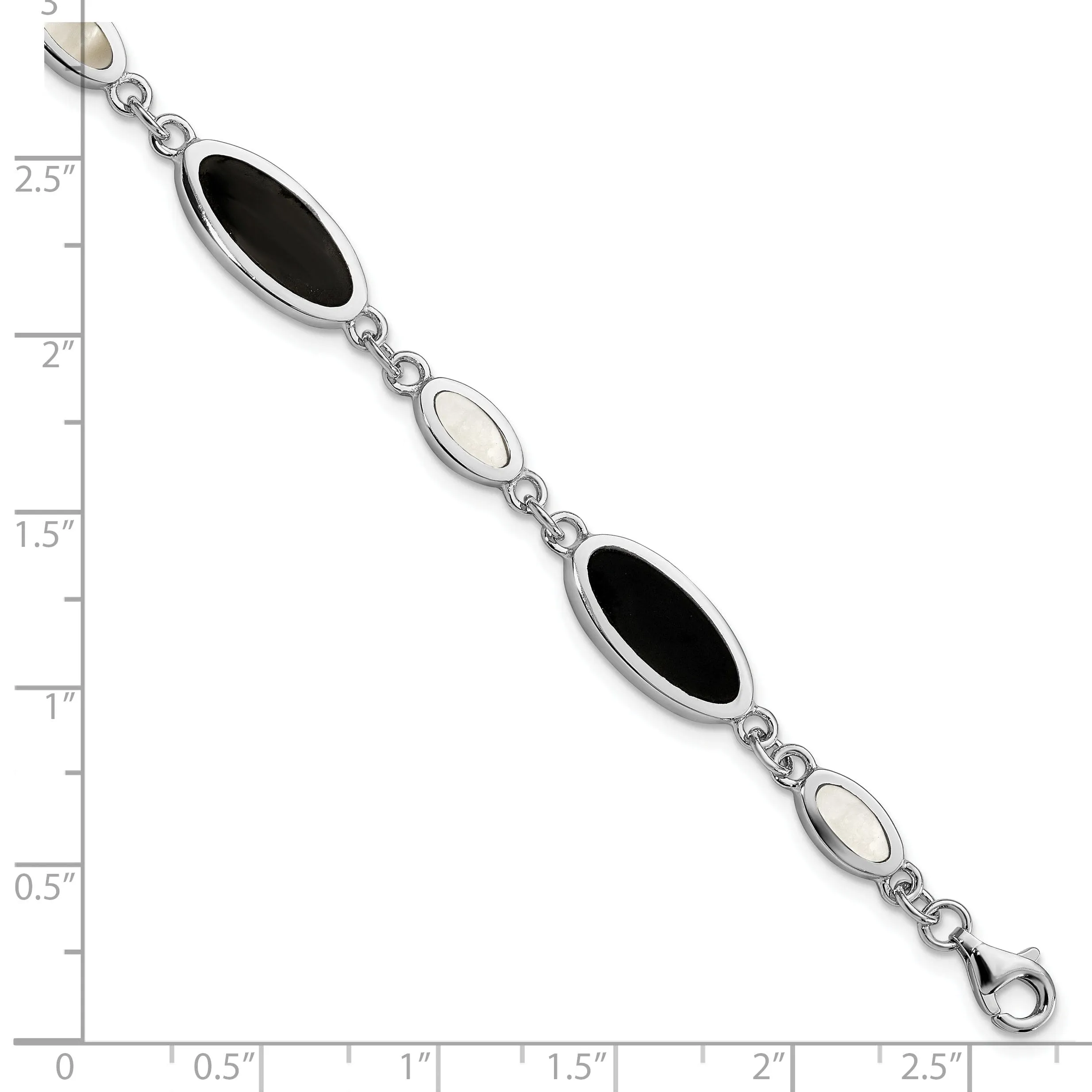Silver Onyx and Mother of Pearl Bracelet