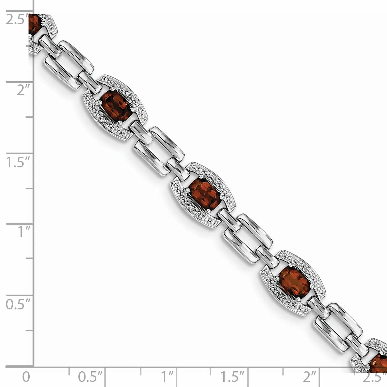 Silver Round Diamond Garnet Gemstone Bracelet