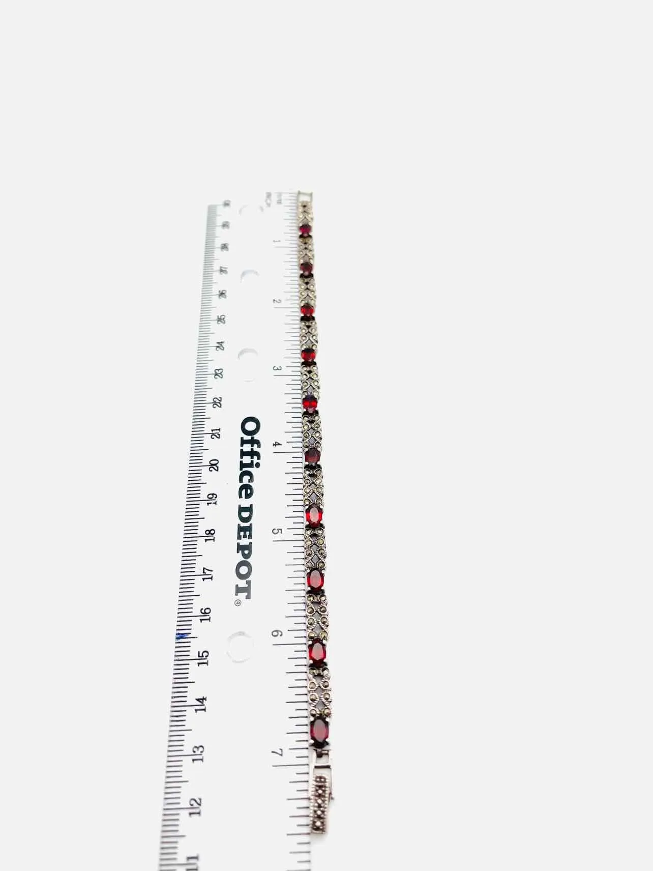 Silver/Red Garnet Sterling Silver Jewelry Bracelet