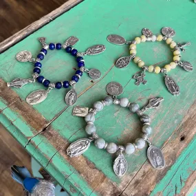 Single Layer Natural Stone Charm Bracelet