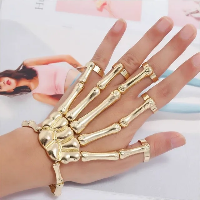 Skeleton Hand Finger Bone Bracelet Ring