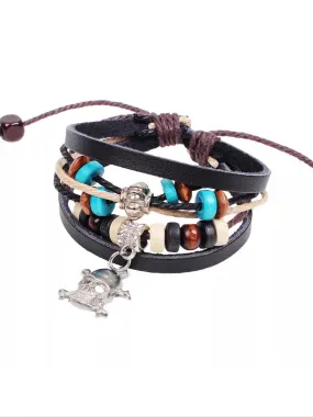 Skull leather bracelet