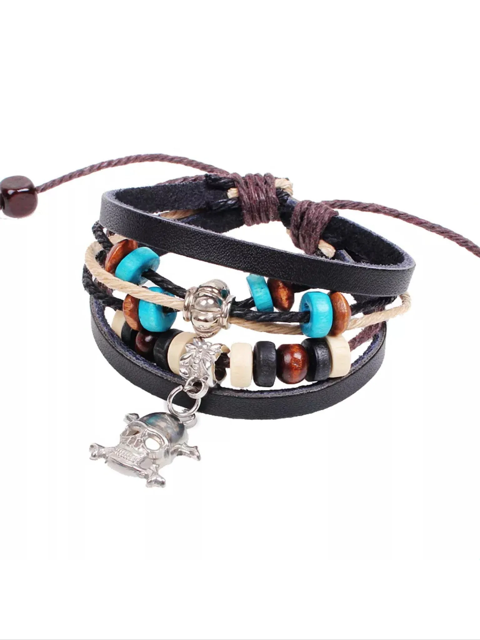 Skull leather bracelet