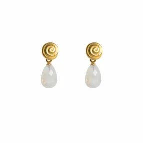 Snail & Rainbow Moonstone 24K Gold Vermeil Earrings
