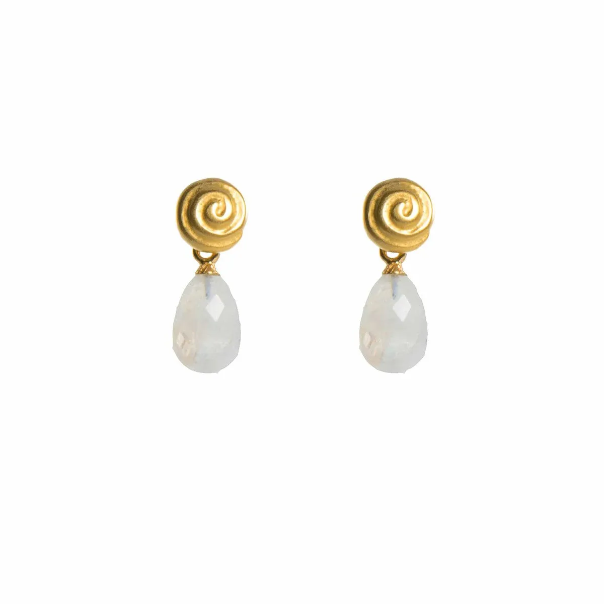 Snail & Rainbow Moonstone 24K Gold Vermeil Earrings