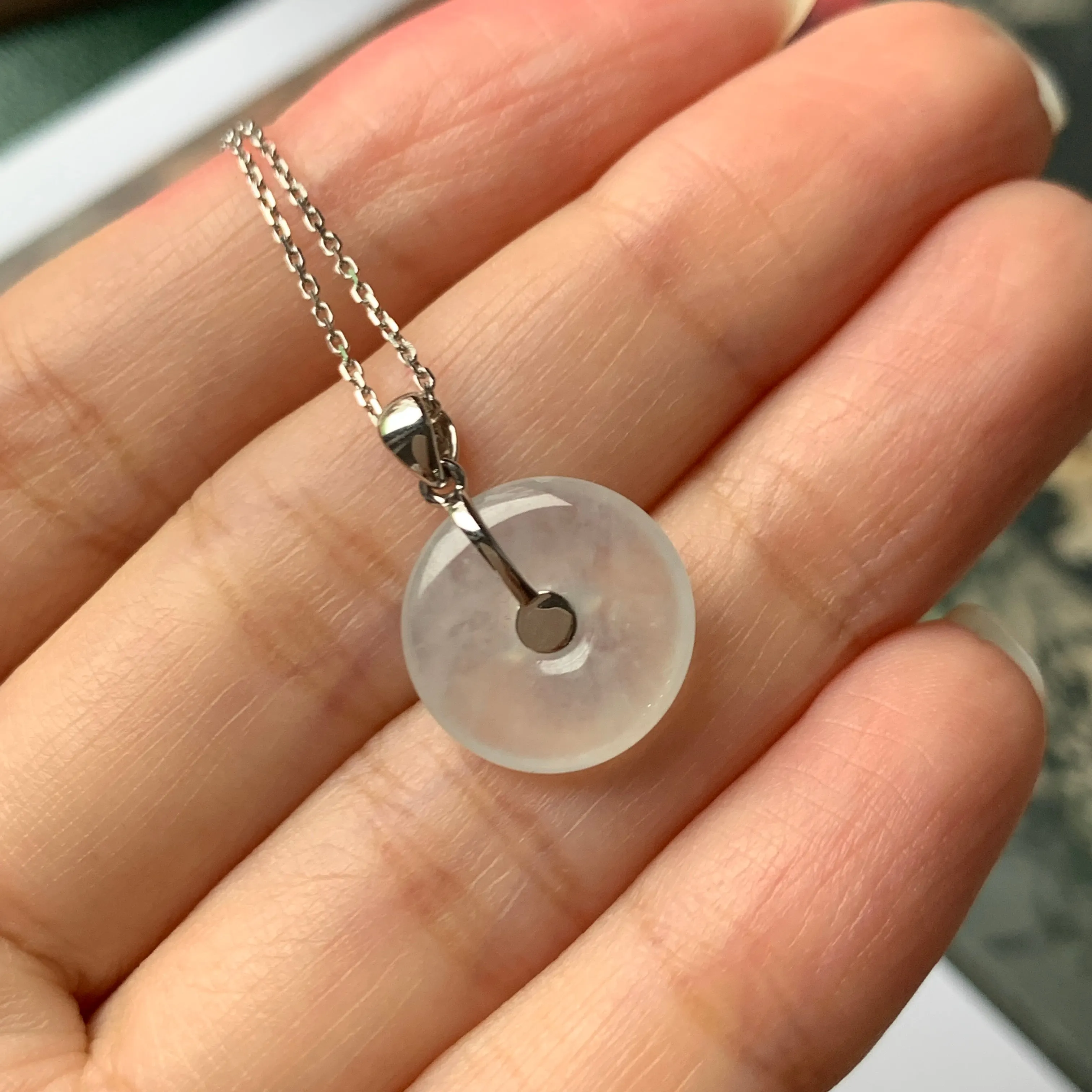 SOLD OUT - Icy A-Grade Jadeite Bespoke Donut Pendant (Hydrangea Flower) No.171905