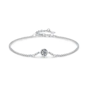 Sparkling Moissanite Sterling Silver Bracelet - Elegant and Simple Korean Jewelry