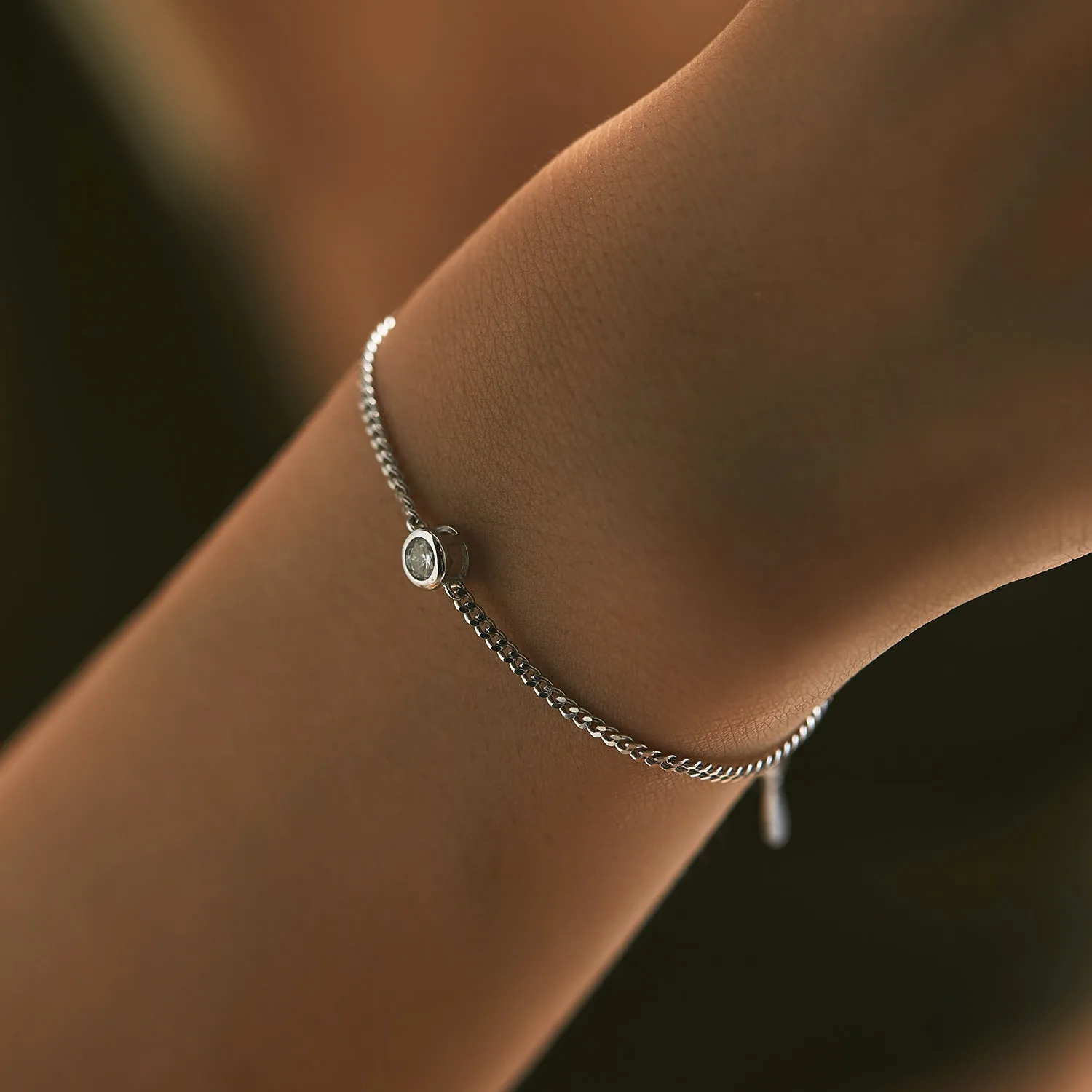 Sparkling Moissanite Sterling Silver Bracelet - Elegant and Simple Korean Jewelry
