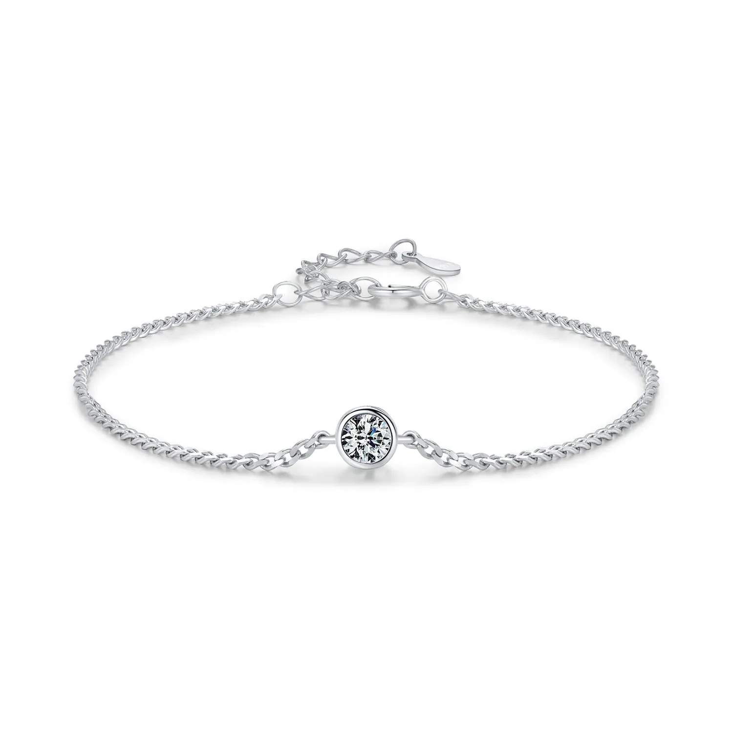 Sparkling Moissanite Sterling Silver Bracelet - Elegant and Simple Korean Jewelry