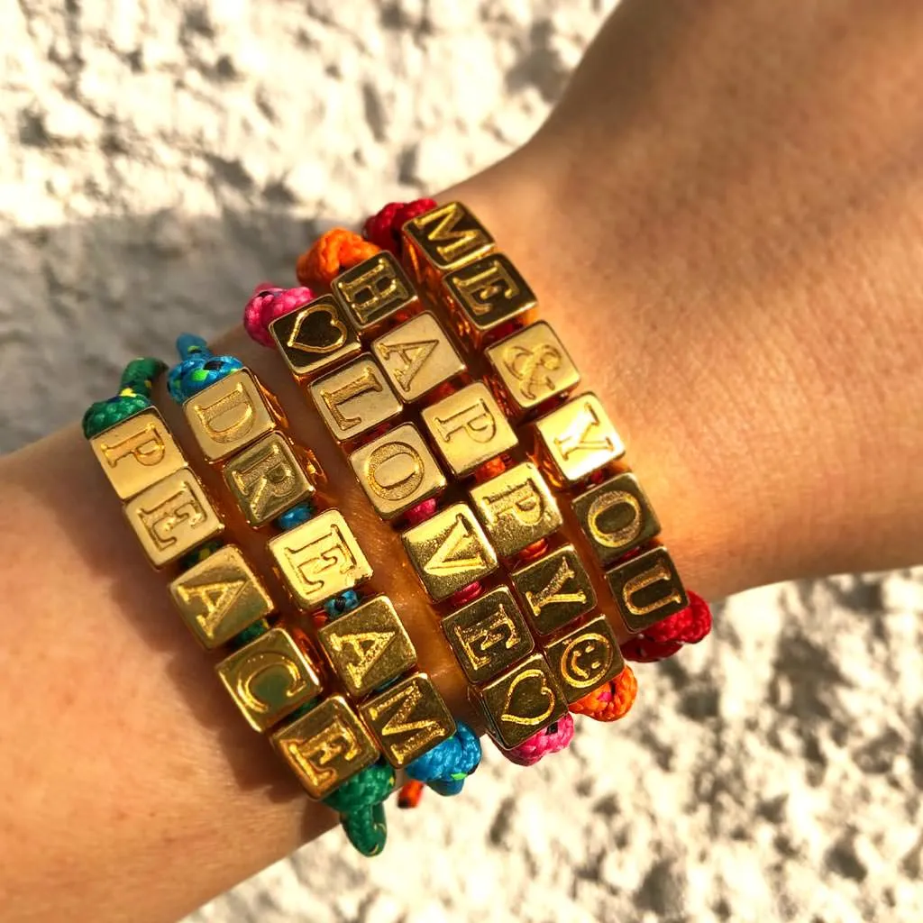 Spell It Out Personalised Alphabet Cube Nautical Cord Bracelet