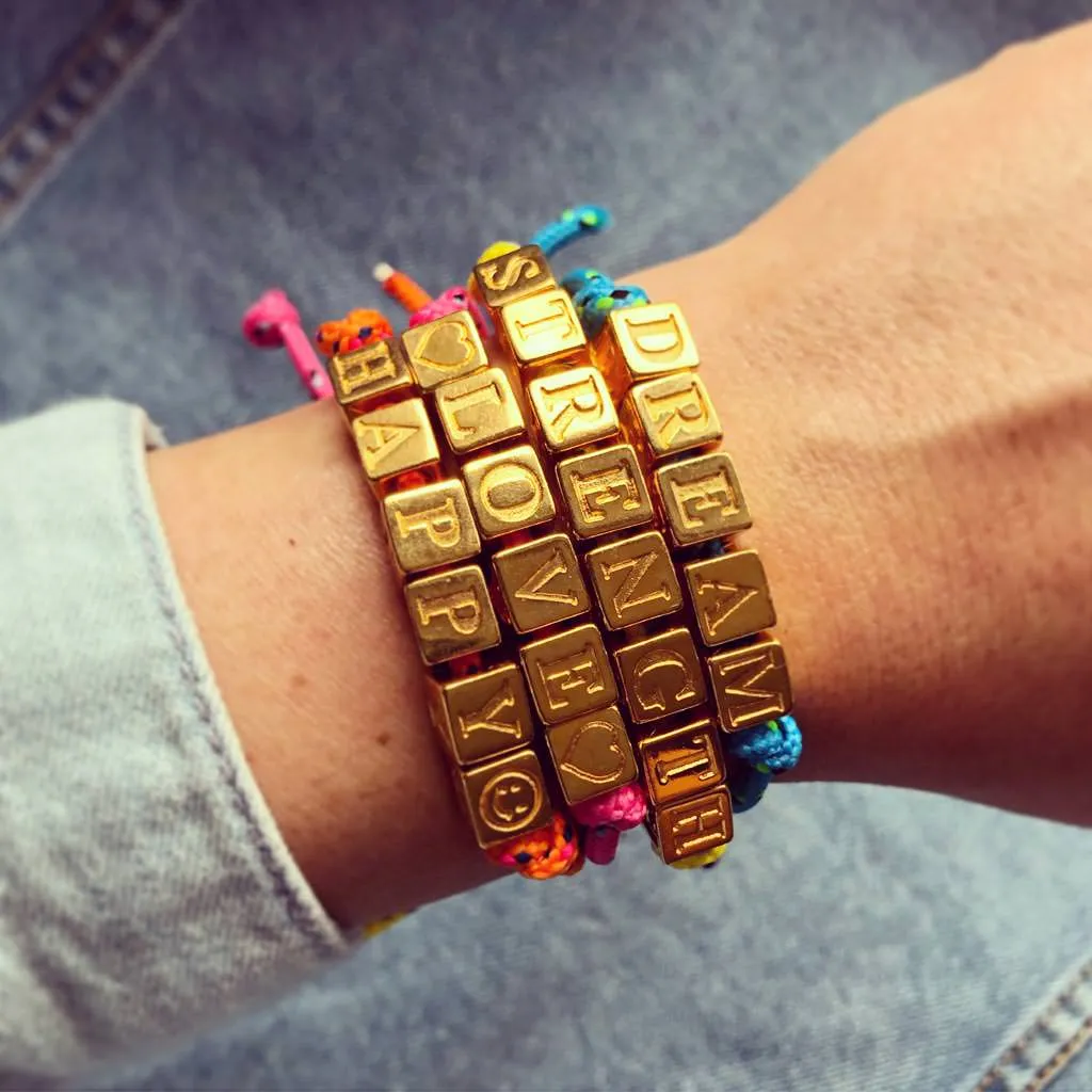 Spell It Out Personalised Alphabet Cube Nautical Cord Bracelet