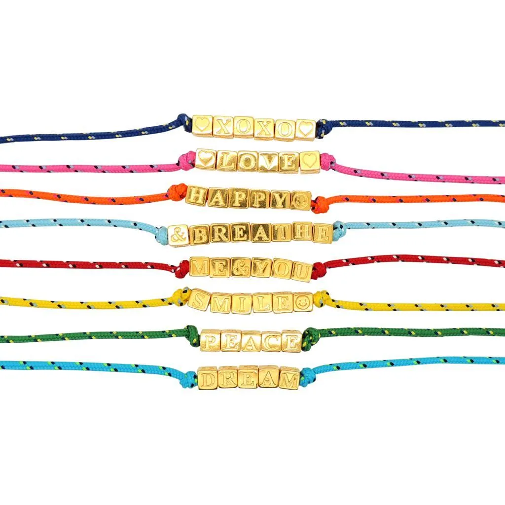 Spell It Out Personalised Alphabet Cube Nautical Cord Bracelet