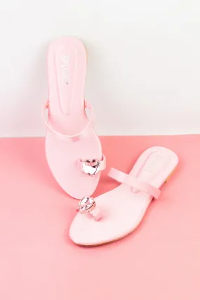 Spunkz Pink Diamond Toe Ring Slip-On Slides