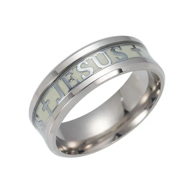Stainless Steel Luminous Jesus Ring