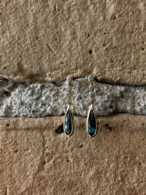 Stanton Color London Blue Topaz and Diamond Dangles