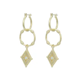 Star Crossed Lovers Gold Rainbow Moonstone Earrings