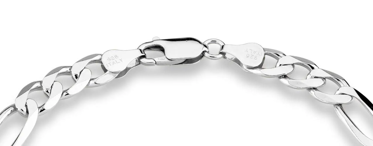 Sterling Silver 7mm Figaro Bracelet