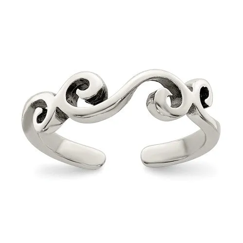 Sterling Silver Antiqued Swirl Toe Ring