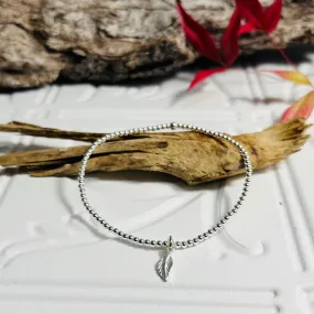 Sterling Silver Bracelet with Leaf Charm