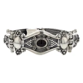 Sterling Silver Cabochon Garnet 7-Inch Bracelet