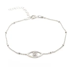 Sterling Silver Cubic Zirconia Evil Eye Bracelet