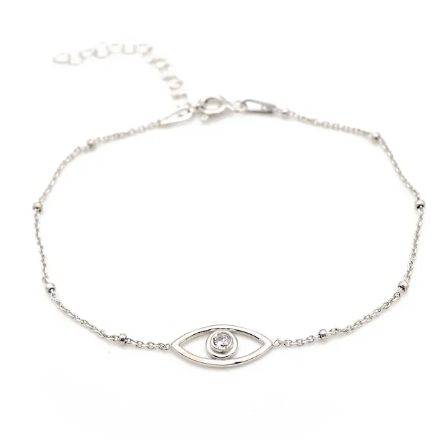 Sterling Silver Cubic Zirconia Evil Eye Bracelet