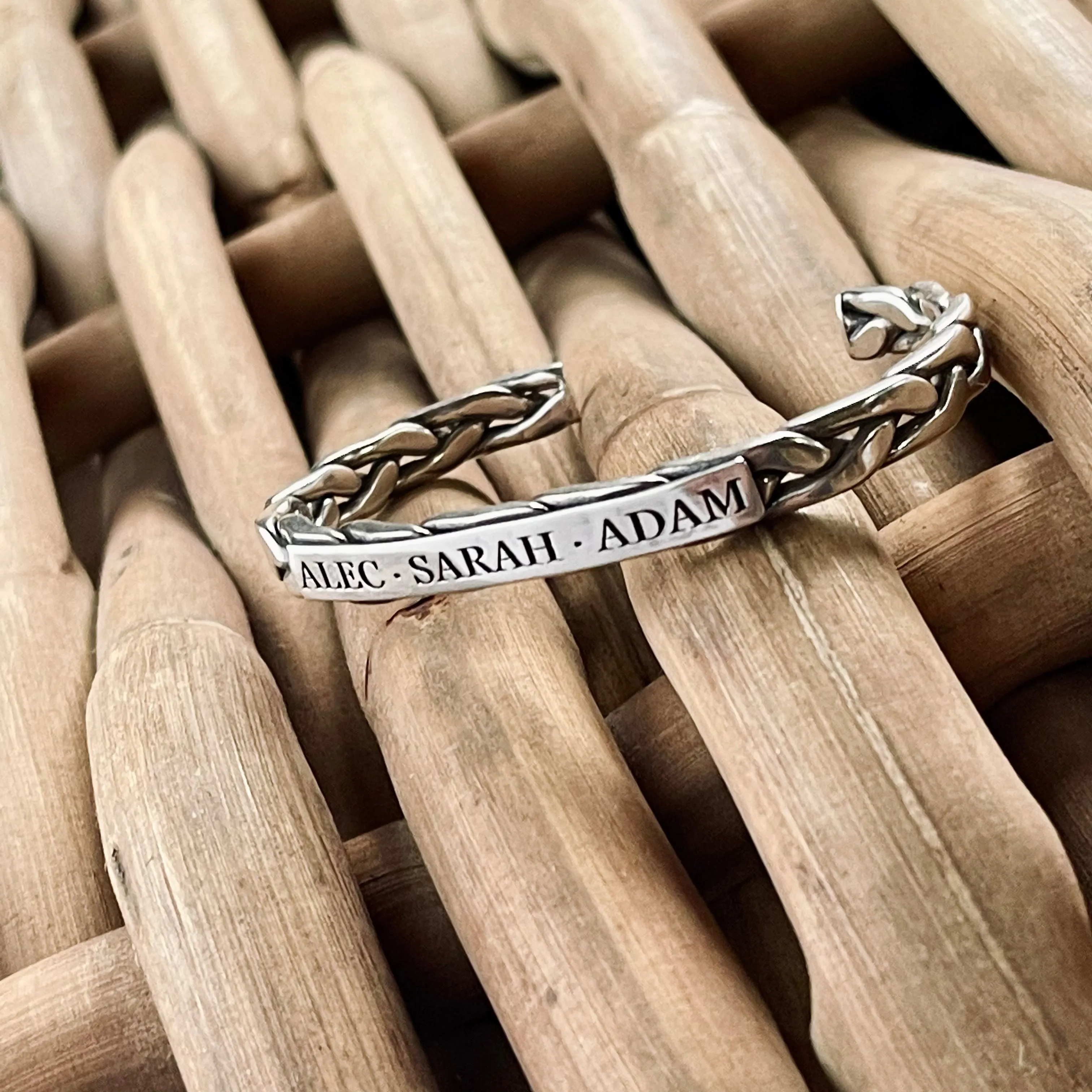 Sterling Silver Custom Handwritten Woven Cuff