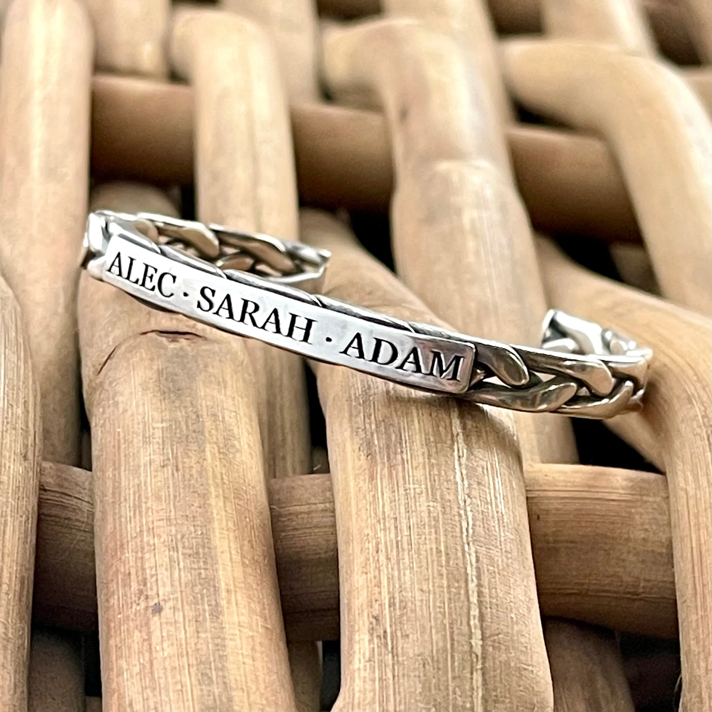 Sterling Silver Custom Handwritten Woven Cuff