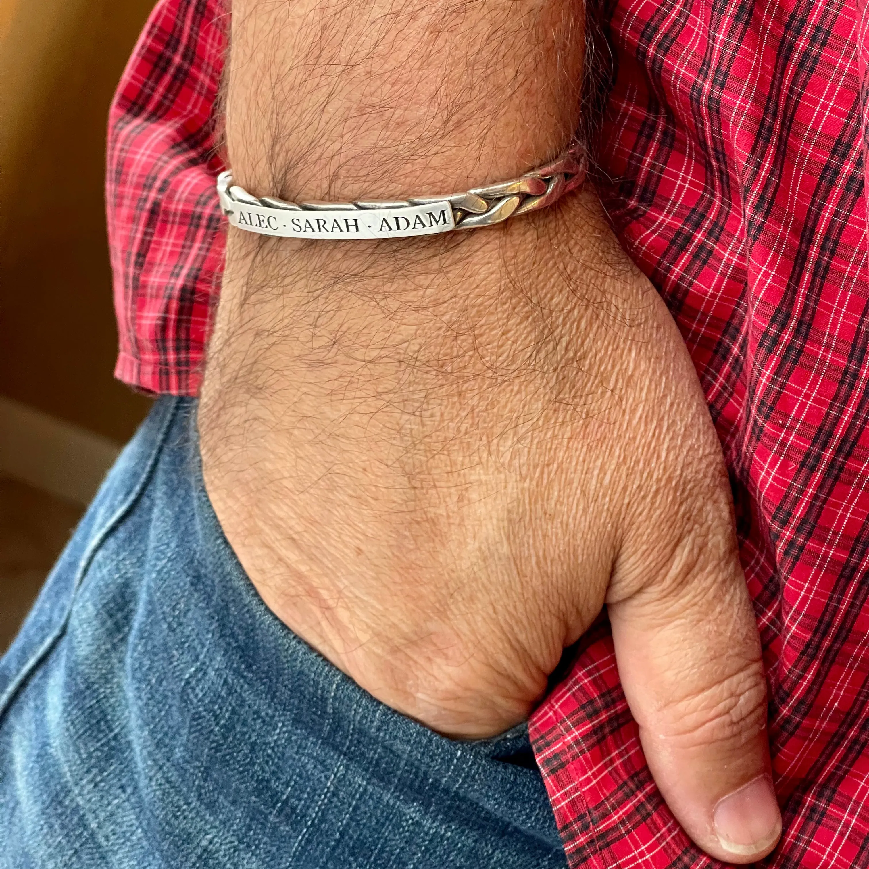 Sterling Silver Custom Handwritten Woven Cuff