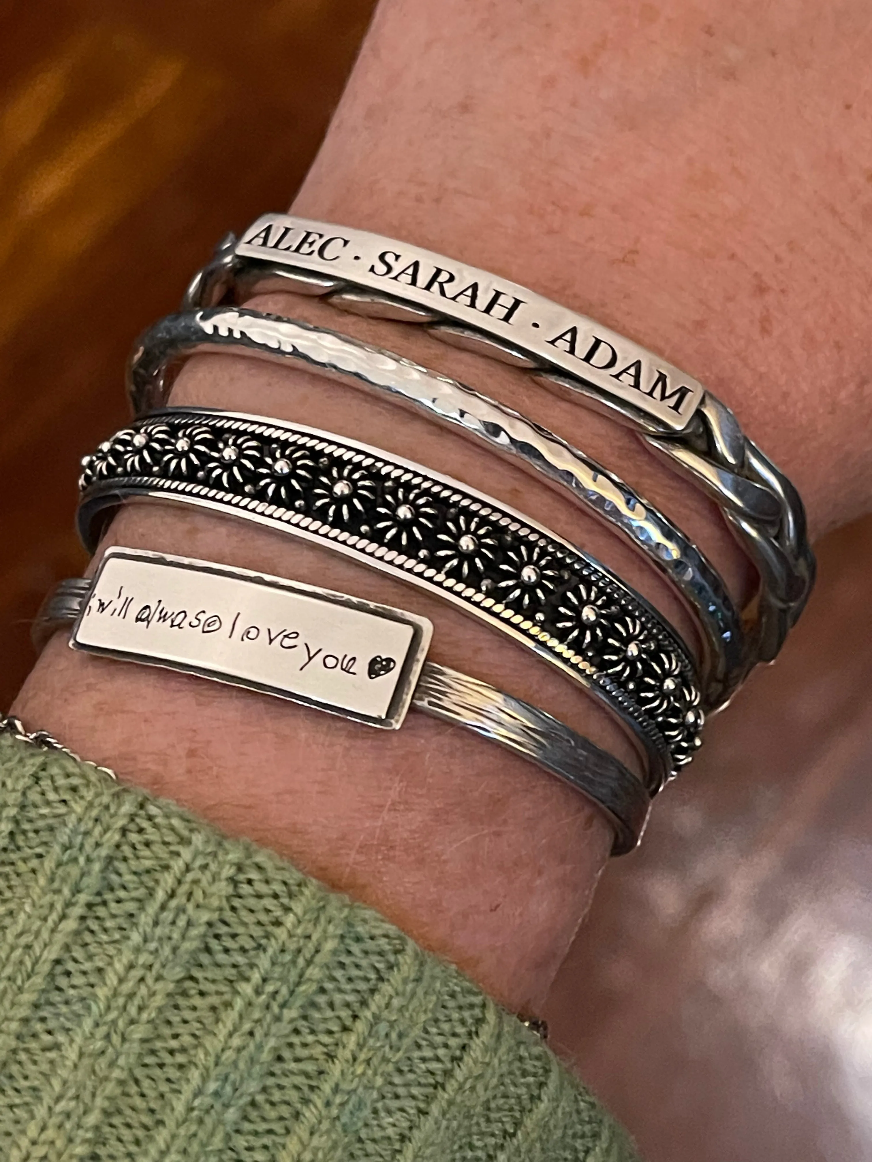 Sterling Silver Custom Handwritten Woven Cuff