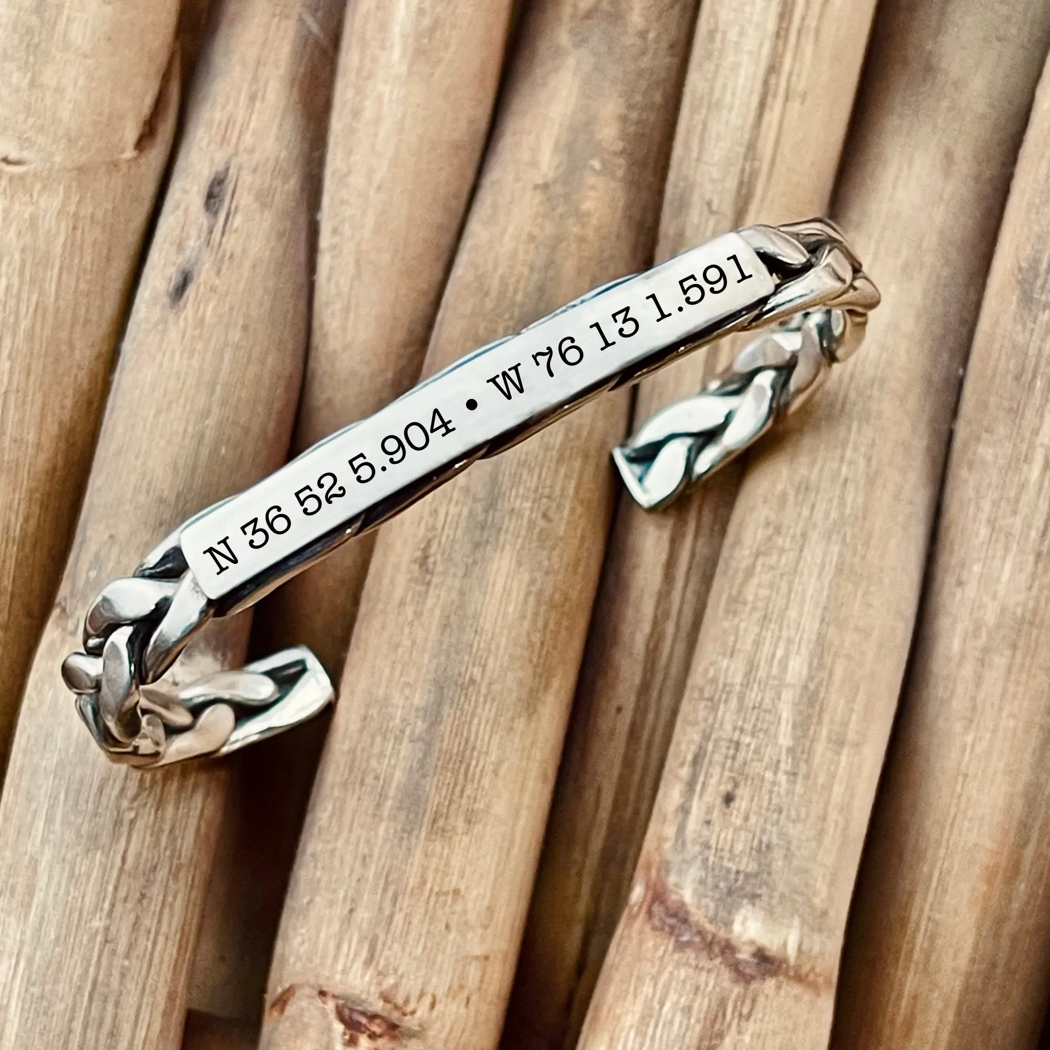 Sterling Silver Custom Handwritten Woven Cuff