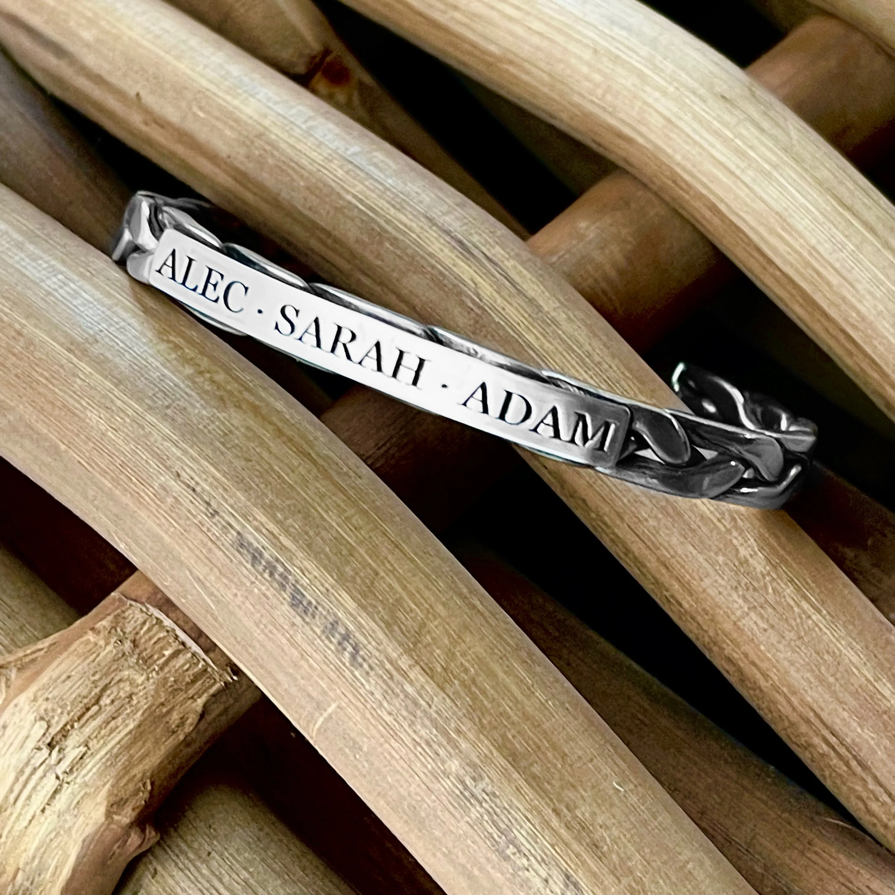 Sterling Silver Custom Handwritten Woven Cuff